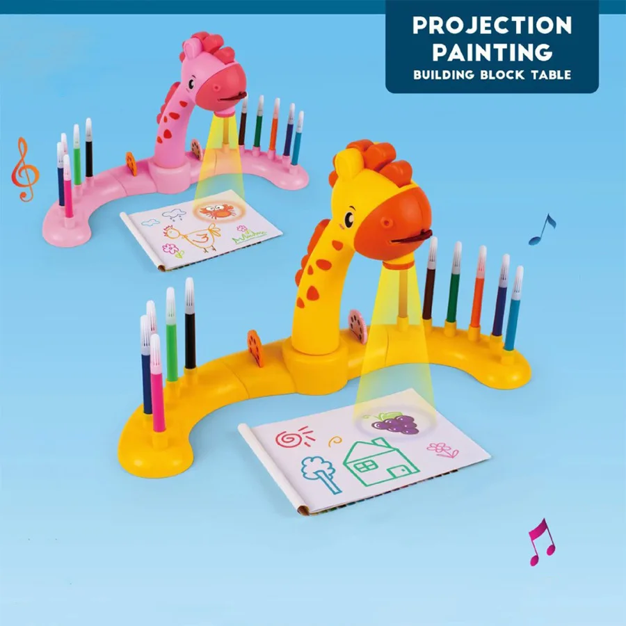 Children's projection study table science and education toys with light music giraffe drawing board early education drawing