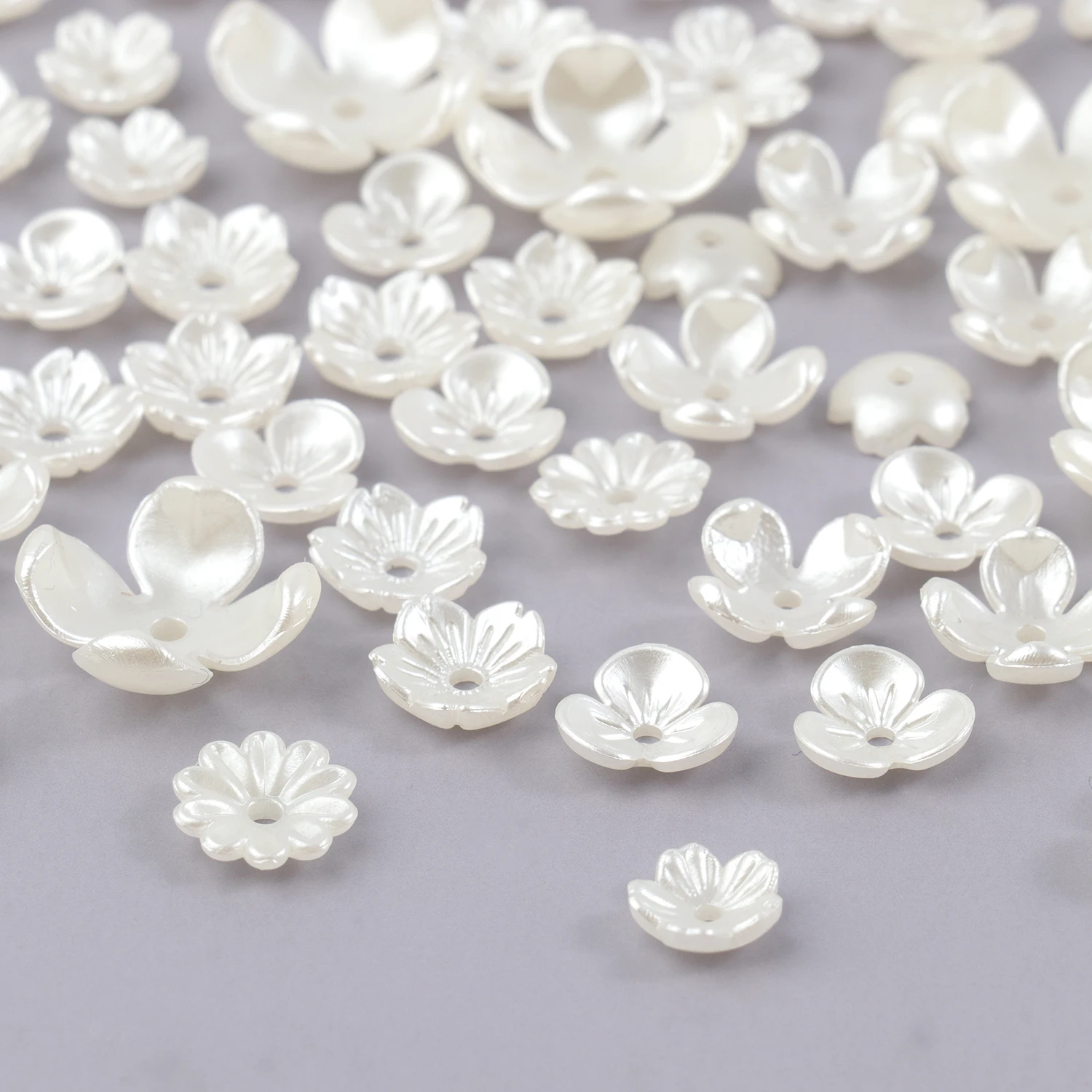 50pcs ABS Flower Spacer Beads White Imitation Pearls Star Bow Loose Beads for Jewelry DIY Making Bracelet Necklace Accessories