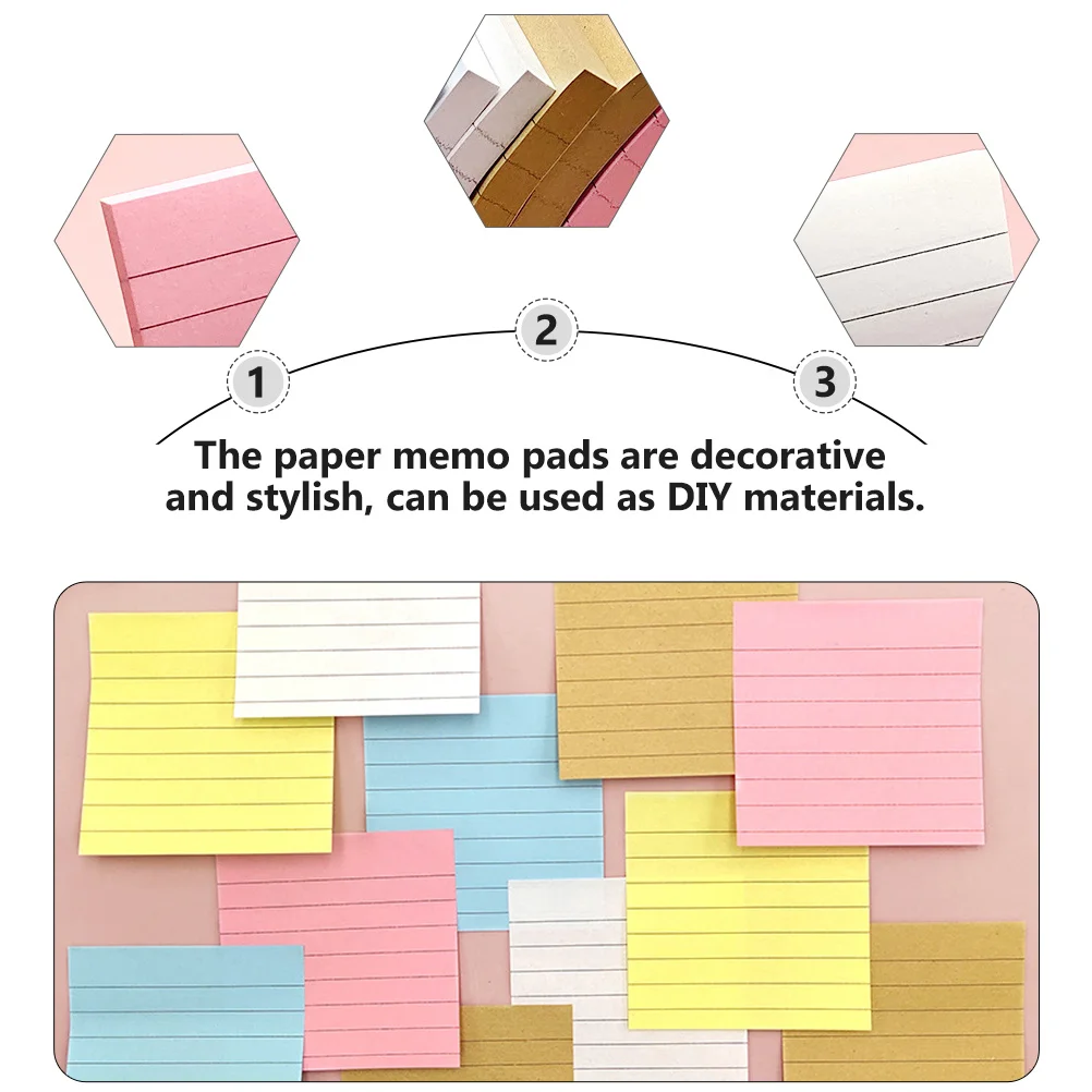 

10pcs Self Adhesive Memo Notes Thickened Paper Smooth Writing Long Term Use Portable Sticker For Office School Diy Decoration