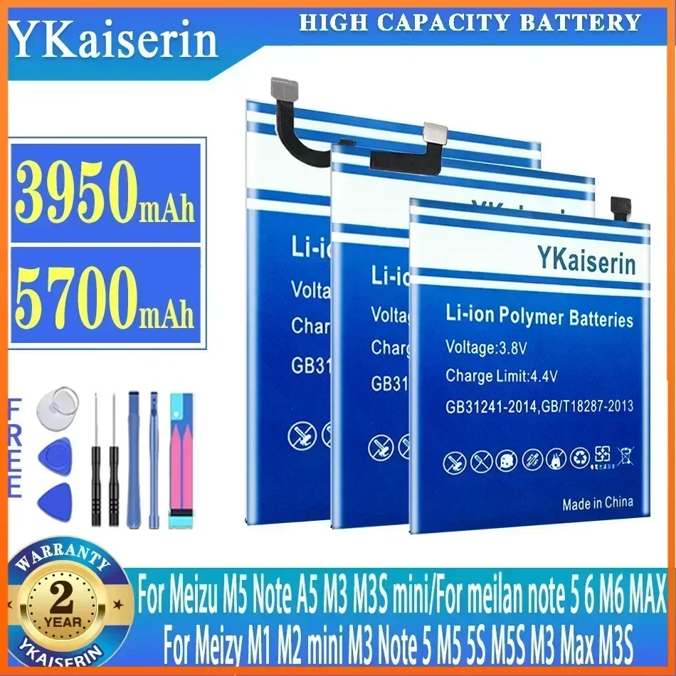 

YKaiserin Battery For Meizu M5 Note A5 M3 M3S Mini for Meizy M1 M2mini M3 Note 5 M5 5S M5S M3 Max M3S for Meilan Note 5 6 M6 MAX