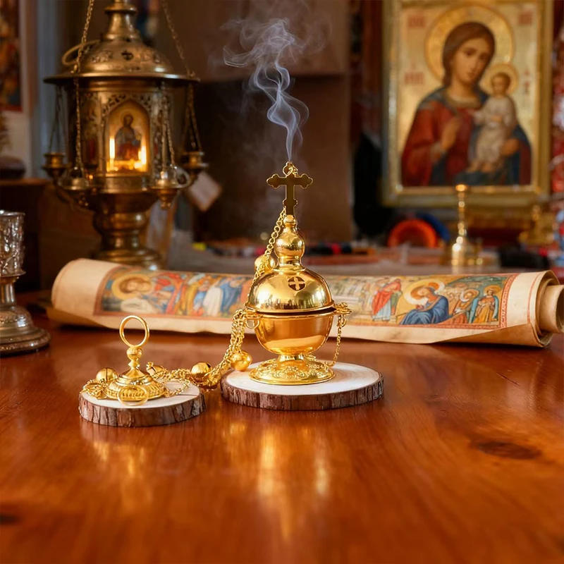 Neuer Orthodoxer Christlicher Weihrauchbrenner mit klassischem heiligem Muster, exklusiv für gläubige Anhänger, heilig und respektvoll. – Detail 9