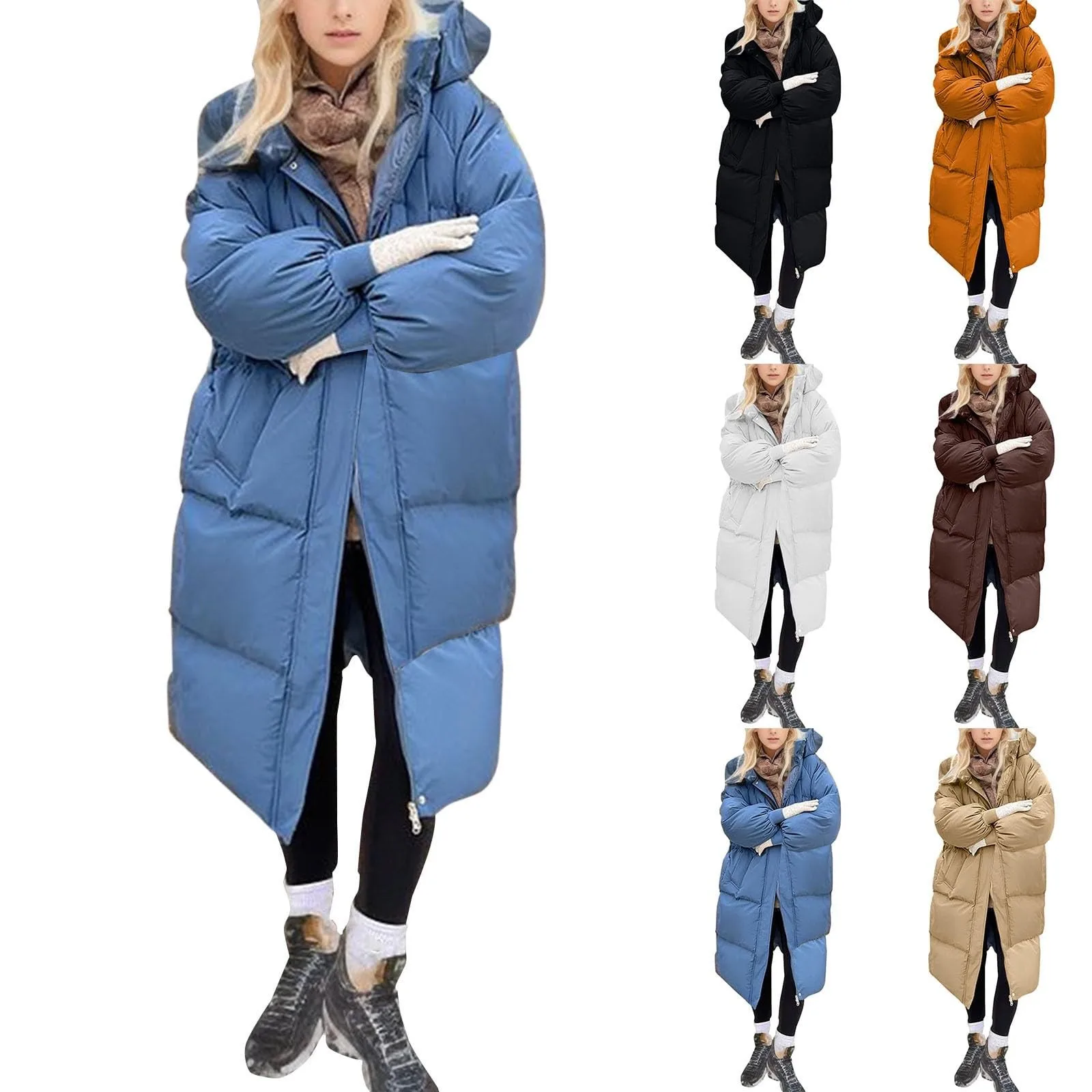 

Long Knee Length Cotton Jacket Thick And Loose Bread Jacket Women'S Solid Color Winter Coat Jacket Outdoor Warm Coat