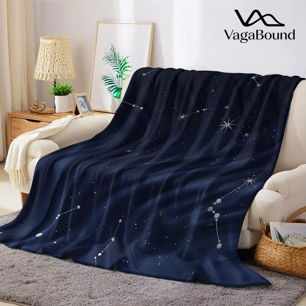 Star Constellation Flannel Blanket Warm Soft Halloween Christmas Decorative Couch Warm Cozy All-Season Gift