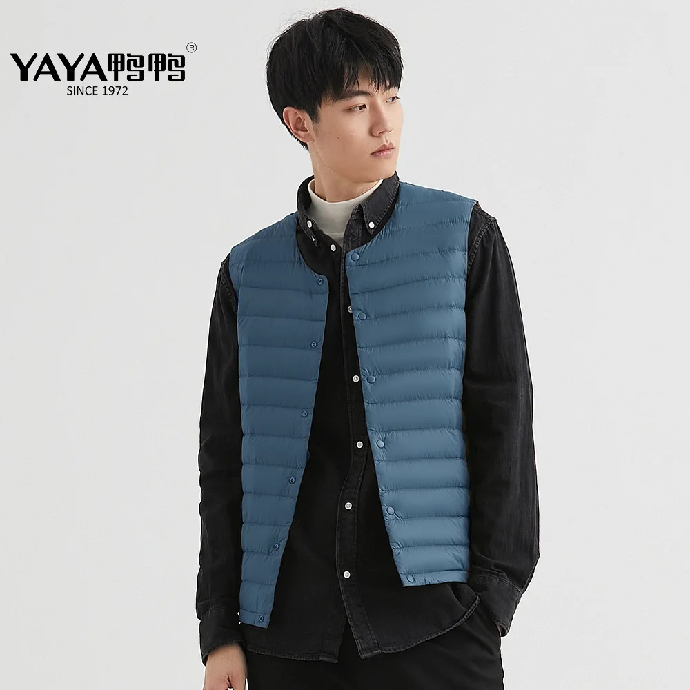 

YAYA 2021 Winter Men's Underwear Duck Down Vest Convertible neckline Jacket High Quality Ultra Light Warm Casual Lady Waistcoat