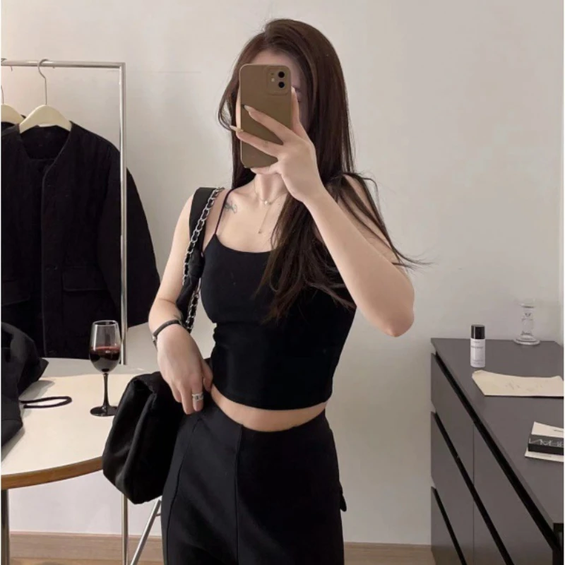 Summer 2024 New Style Beautiful Back Thin Shoulder Sling Women\'s One-cup Vest with Chest Pad Can Be Worn Outside Underwear