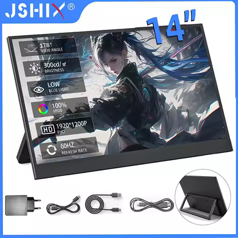 JSHIX 11.6 14 15.6 Inch Monitor Portable IPS Ultra Thin Second Monitor for Game Laptop Ps4 Switch Xbox Display with Smart Cover