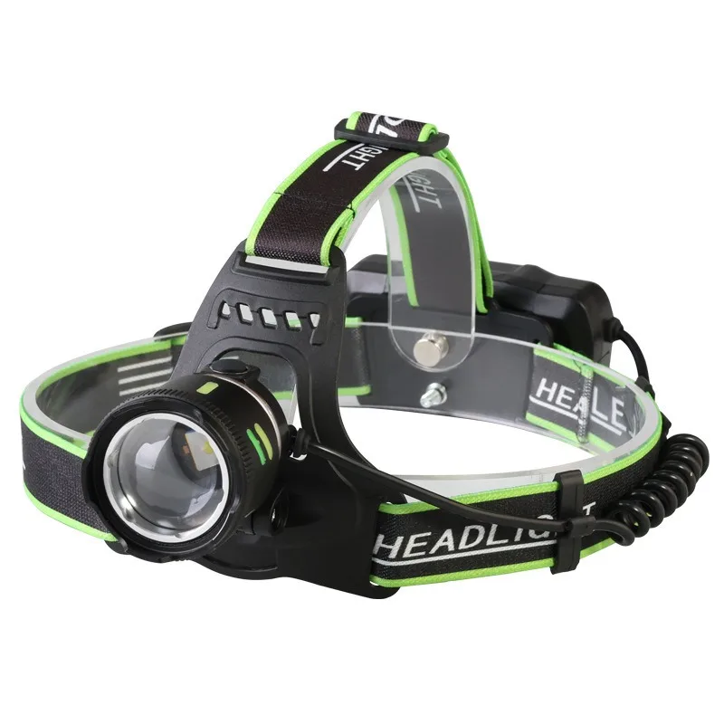 White Laser Headlamp - Super Bright LED with 2 Lithium Batteries, Zoomable & Fluorescent Warning for Fishing, Night Running