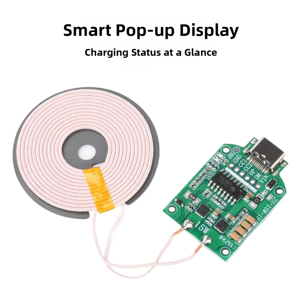 15W Automotive Wireless Charging Device with Digital Display Interface and 5V 9V 12V Input Voltage Flexibility