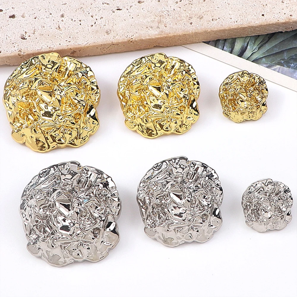 10 قطعة أزرار معدنية مجردة متعددة الاستخدامات للسترات/الحقائب/الحرف اليدوية ذاتية الصنع ، 17/22/35 مللي متر أزرار ذات شكل غير منتظم الذهب والفضة