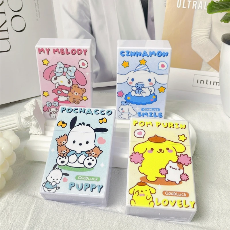 

Sanrio Cinnamoroll PVC Storage Boxes My Melody Pompom Purin Anime Action Figure Cartoon Kawaii Cigarette Case Girl Birthday Gift