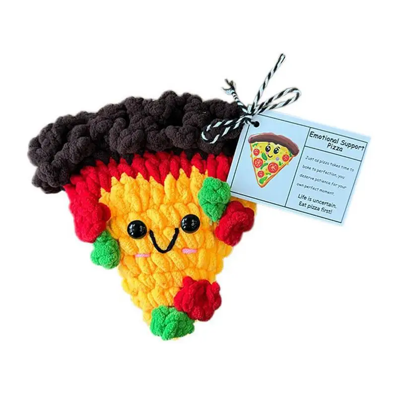 Inspiring Pizza Crochet Positive Card Knitted Pizza Toy Cute Cute Wool Funny Knitted Inspiring Pizza Soft Interesting Knitted