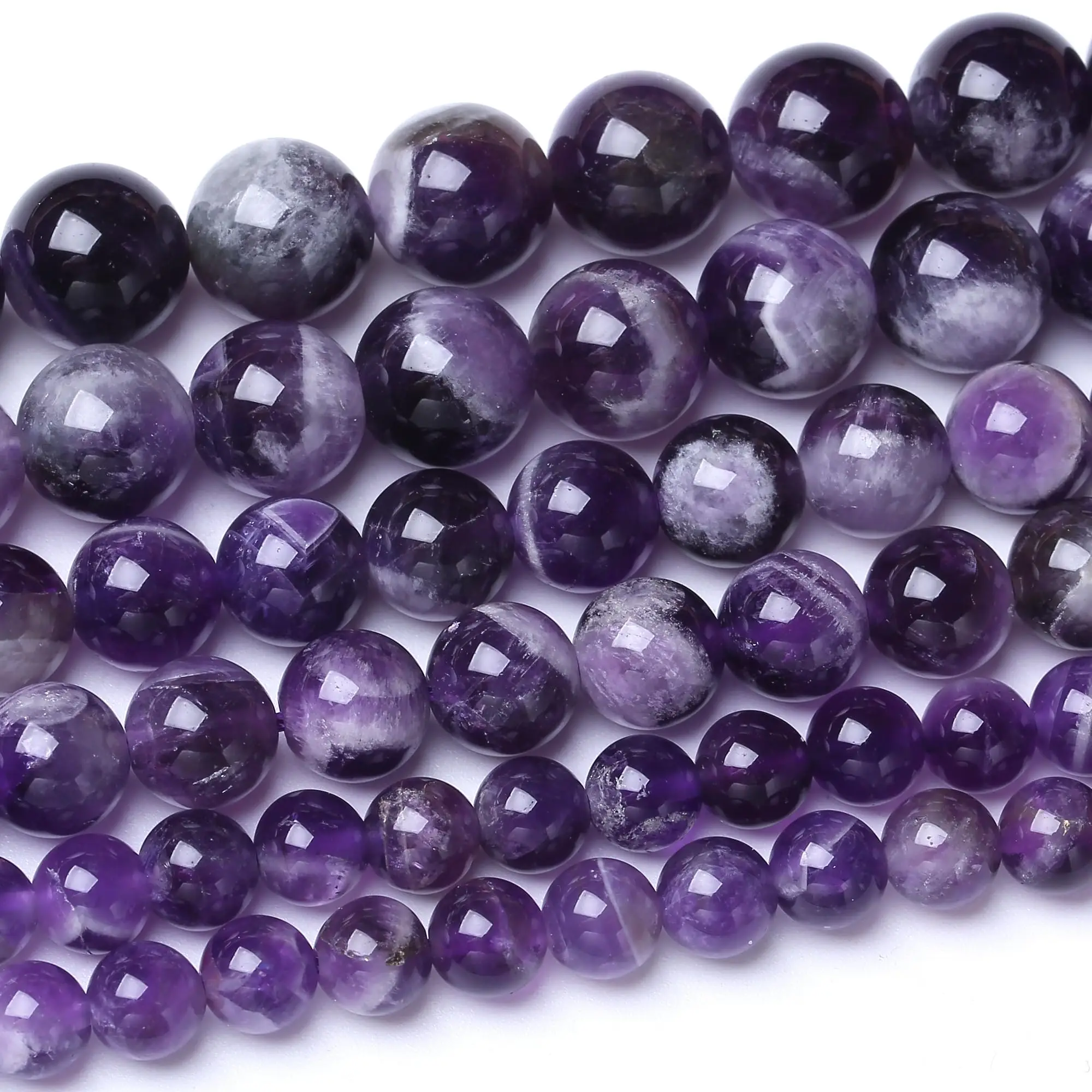 Natural Stone Beads 4-10mm Dream Purple Amethysts  Round Loose Spacer Beads for Jewelry Making DIY Bracelets Earring Accessories