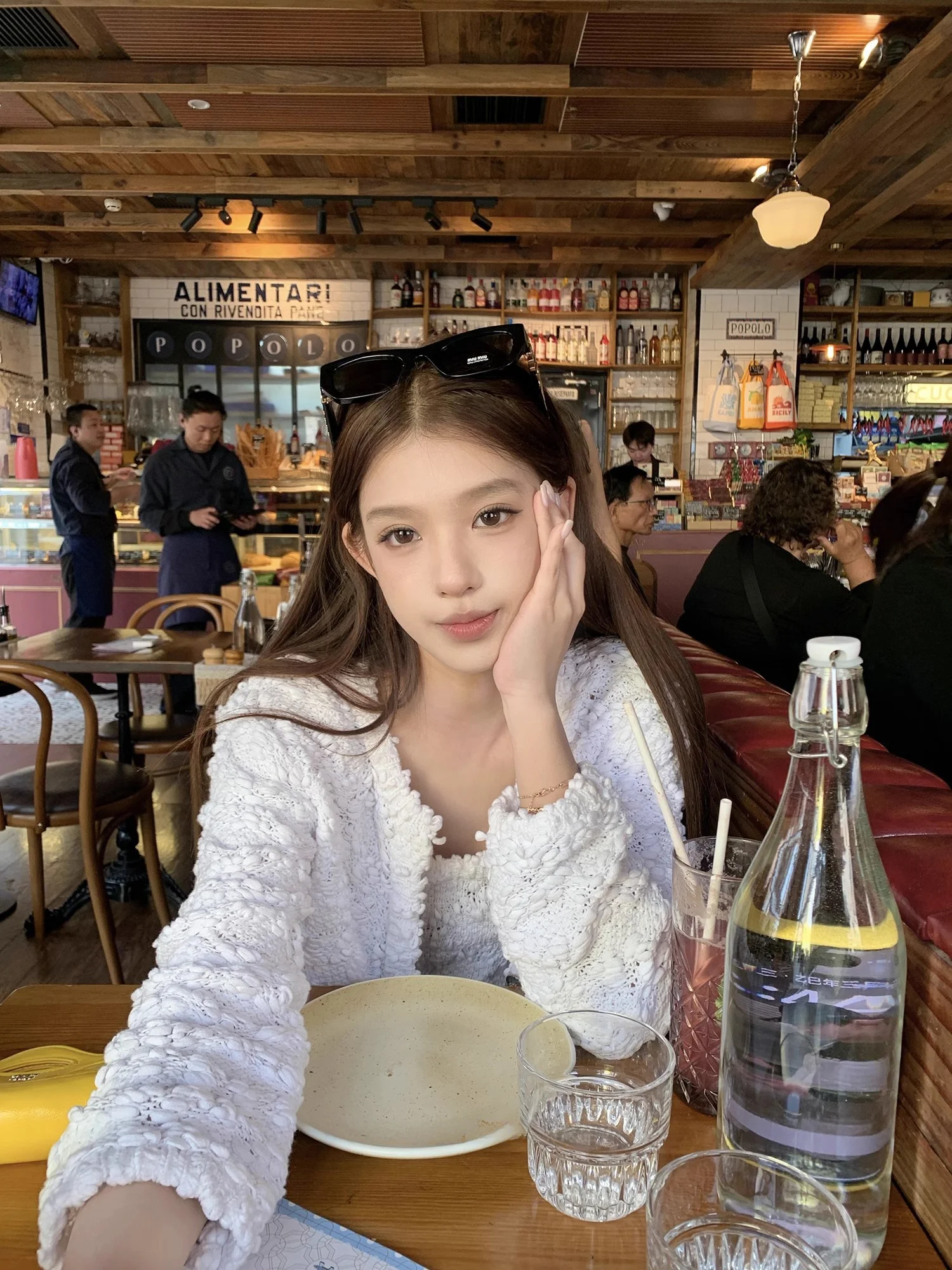 

Комплект из двух предметов Wuuus: вязаный кардиган и топ из специальной пряжи, белый, женский, с коротким рукавом, модный, приталенный, из смесового хлопка