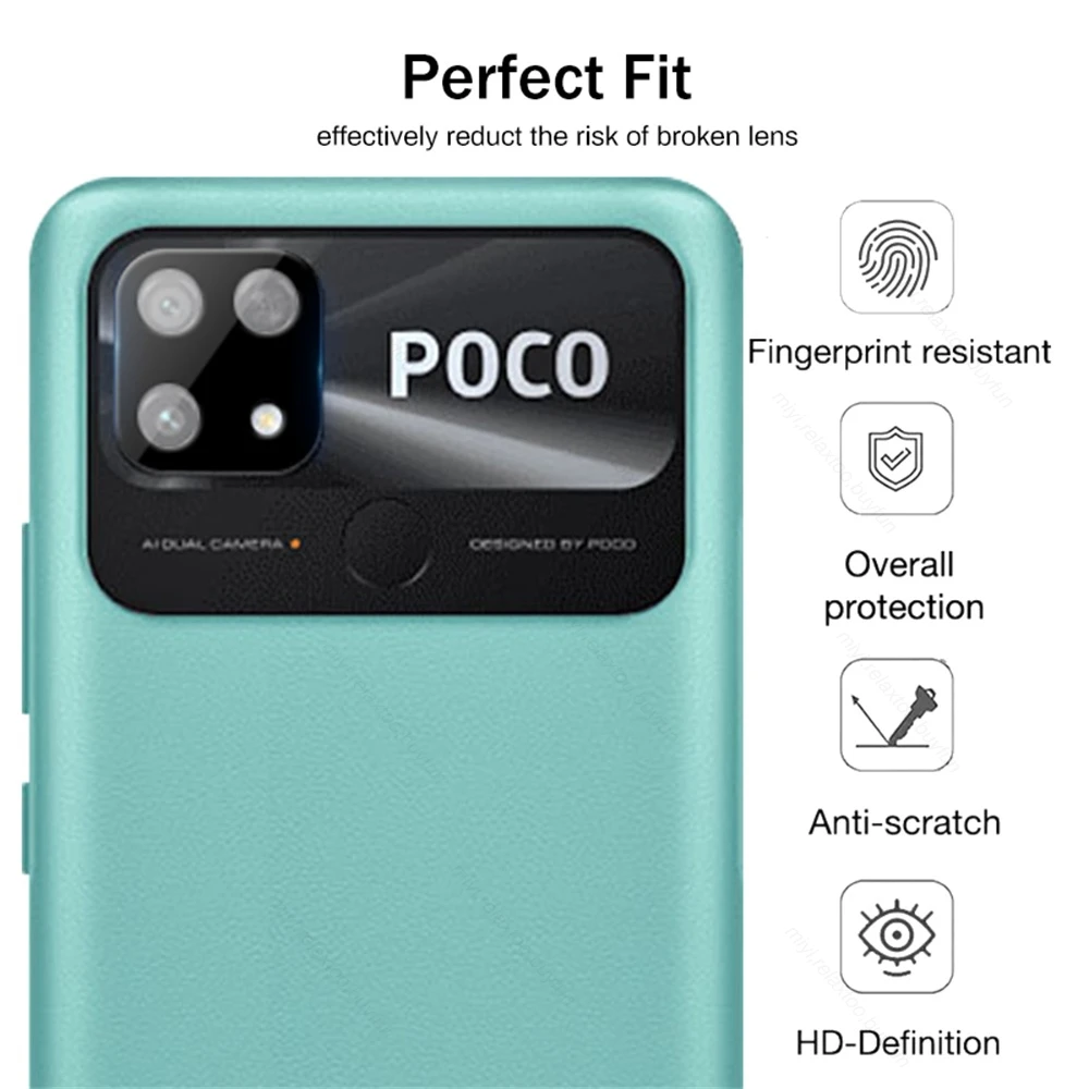 2PCS Rear Lens Cover On Little Poko Poxo Pocco C40 Case Back 3D Camera Glass For Xiaomi Poco C40 C 40 PocoC40 4G 220333QPG 6.71\