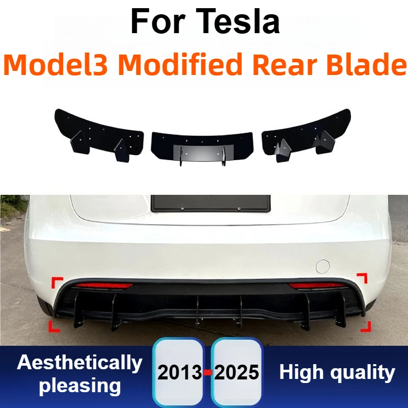 

For Tesla Model 3 2023+ Rear Diffuser Lip Tail Blade Spoiler Bumper Splitter Kit Exterior Trim Modification Body Kit Accessories