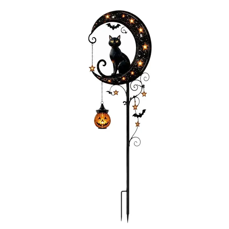ABUG-Solar Halloween Cat Pumpkin Moon Garden Stake Light, Waterproof LED Outdoor Yard Decor For Patio Walkway