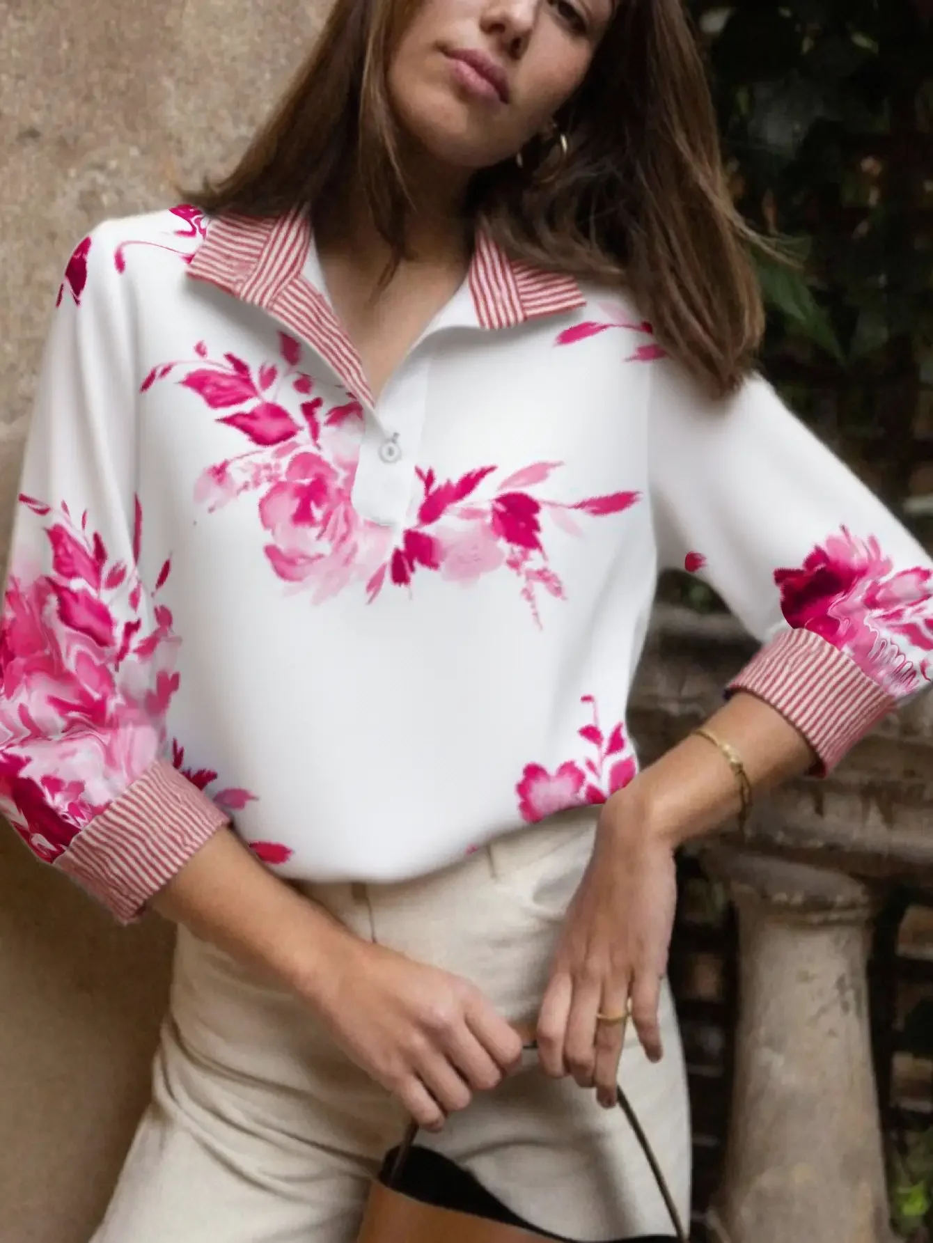 Spring and Autumn Winter Women's Stand up Collar Shirt Long Sleeve, Personalized leopard print background, Christmas Gift.