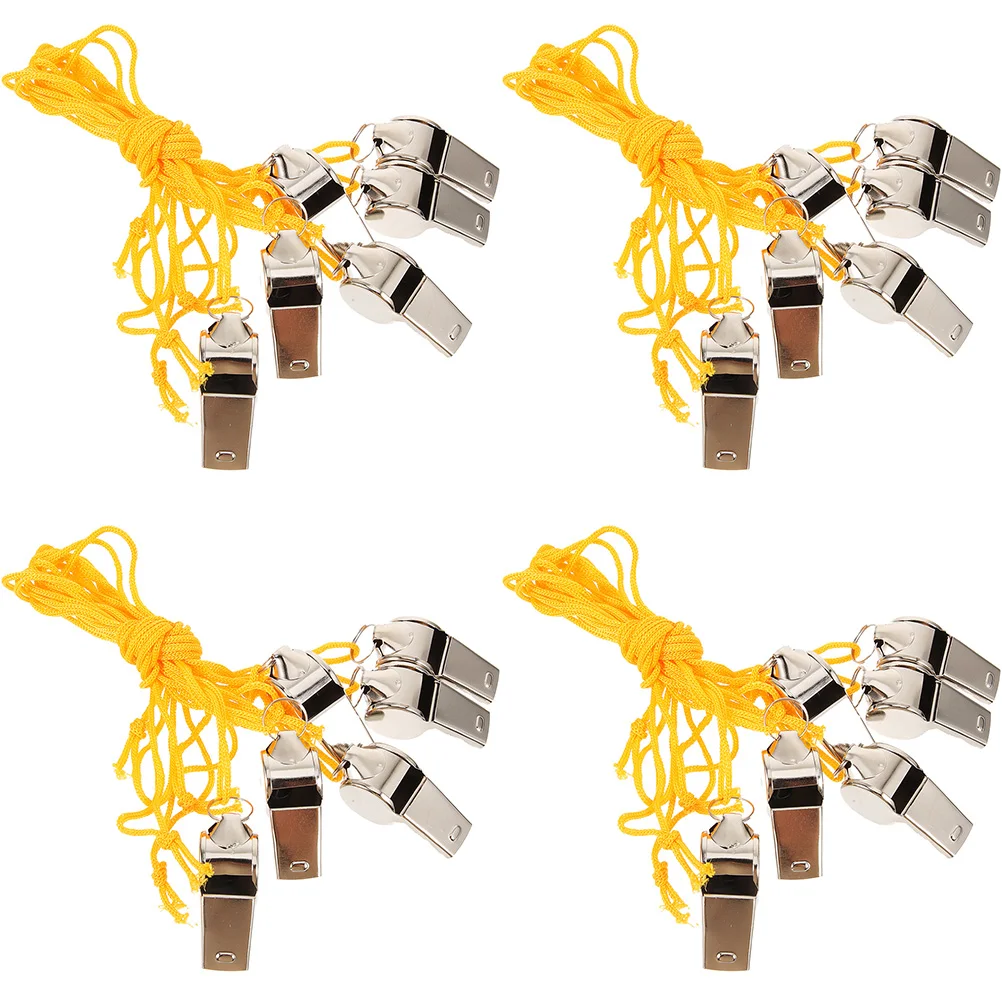 

24 Pcs Sports Whistle Emergency Lanyard Survival Stainless Steel Whistles for Birthday Lanyards
