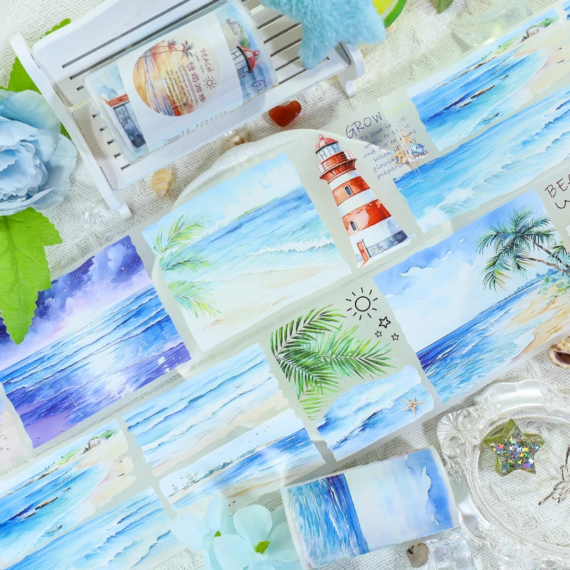 

70mm*200cm Mist Sea Sand Picking Series Vintage Sea Beach Landscape PET Tape Creative DIY Journal Material Collage Stationery