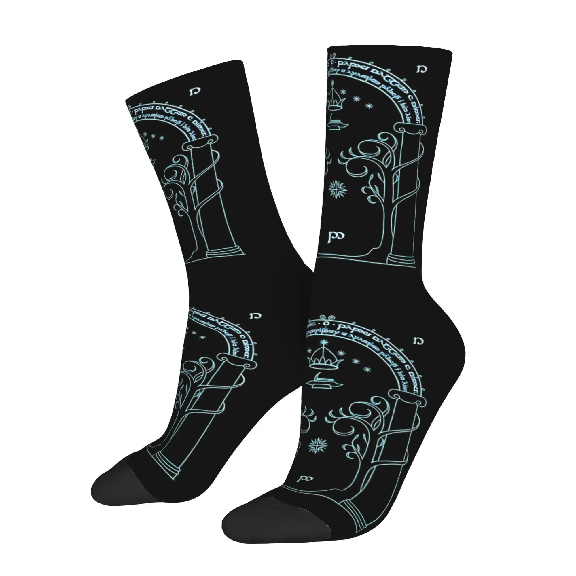 

Funny Crazy Sock for Men Gate To Moria Hip Hop Pattern Printed Crew Sock Novelty Gift