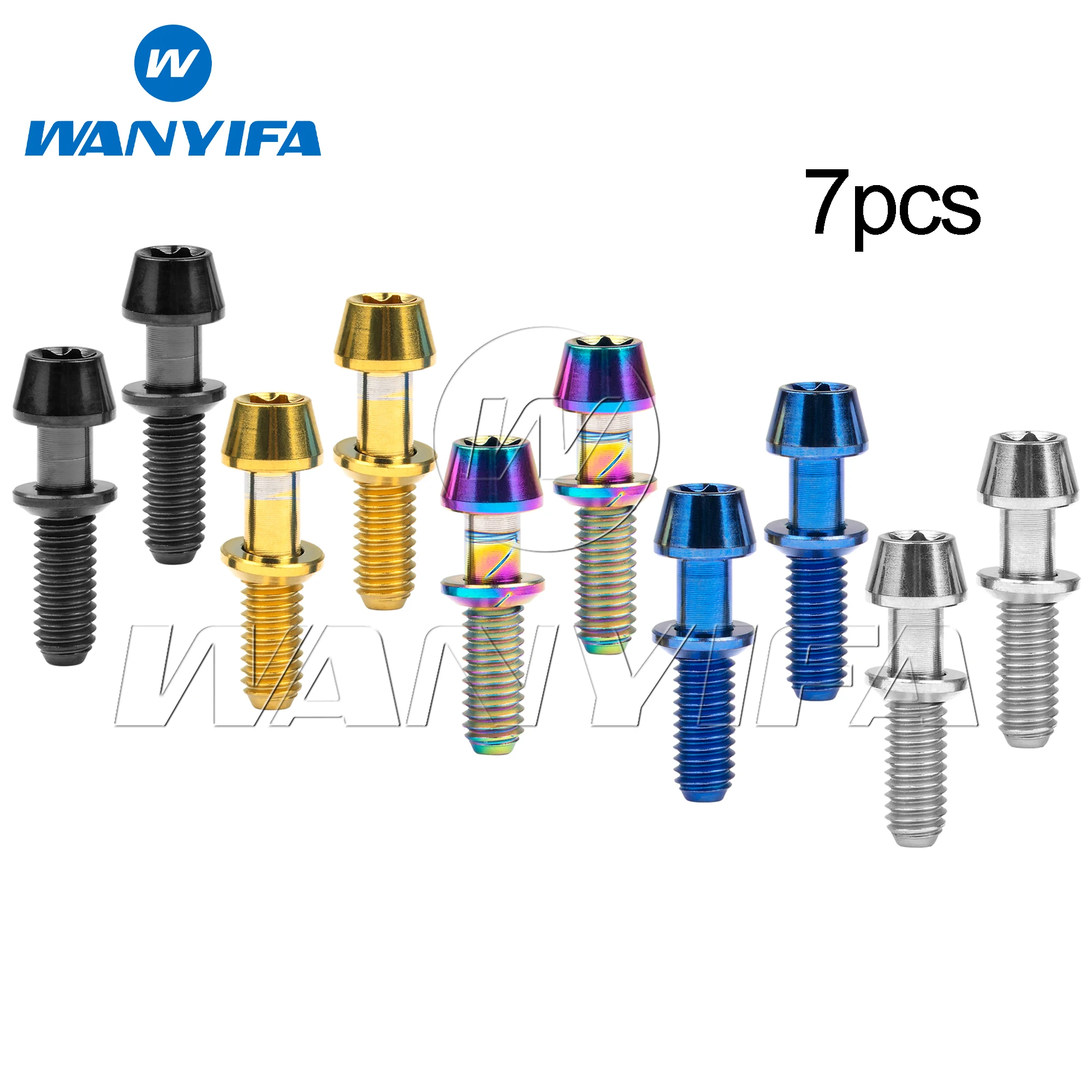 

Wanyifa 7pcs Titanium Bolts M4x15.3mm Taper Torx Head with No-shedding Washer Screws for Ritchey C260 Ti Fasteners