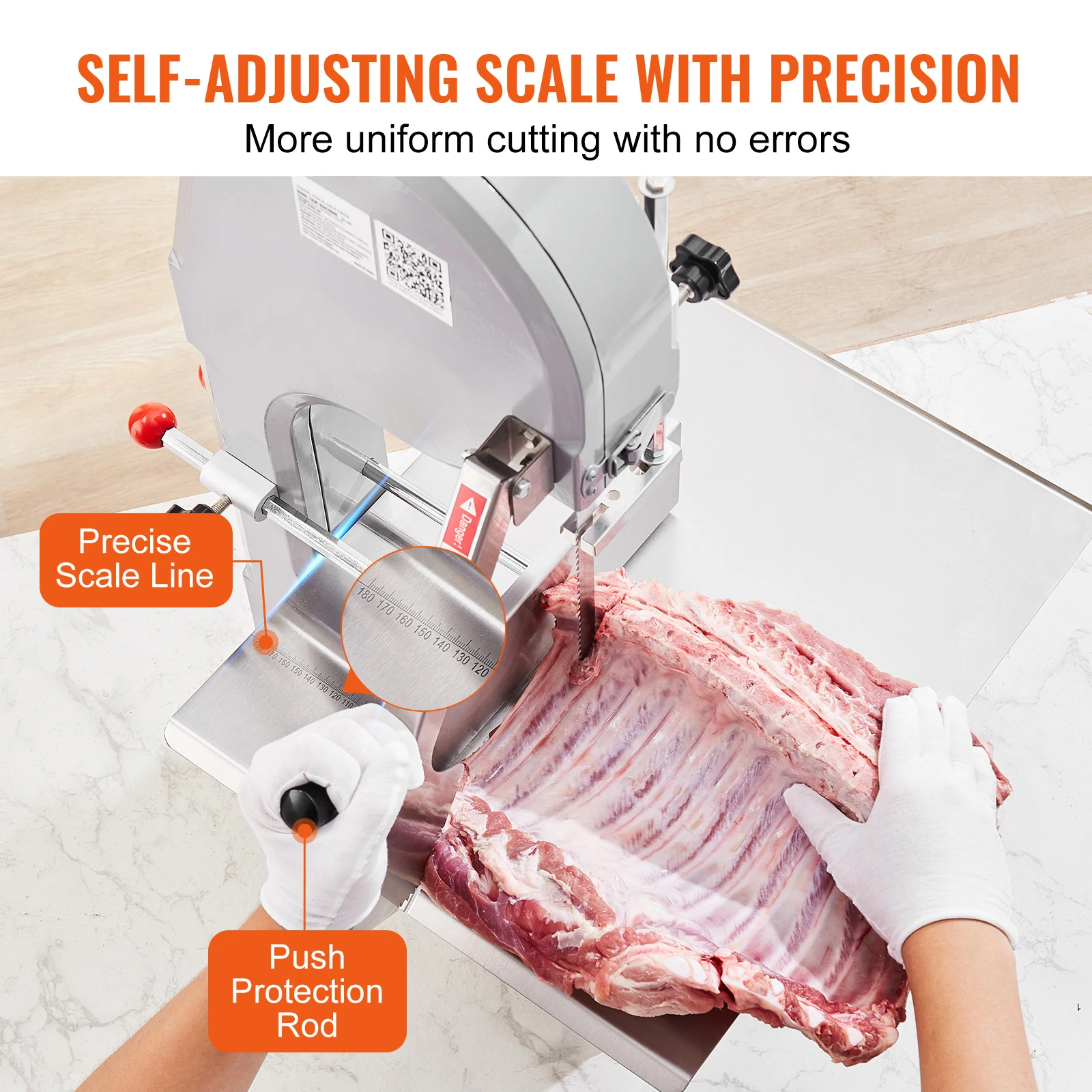 SucceBuy Sega a nastro elettrica commerciale per carne 1500W Segatrice per ossa da banco in acciaio inossidabile Workbeach Taglierina per carne congelata
