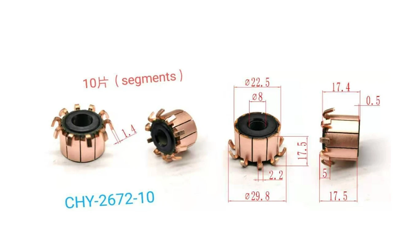 8x22.5x17.5mm 10pCopper Bars Alternator Electric Motor Commutator Copper Commutator for Mini Drill On Armature Commutat