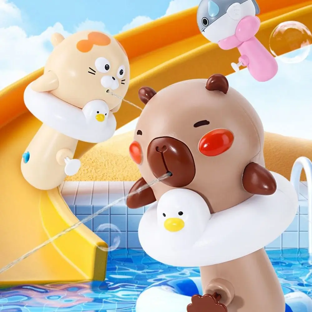 Capibara Animale marino Spruzzo d'acqua Giocattoli Pressa Fontana da bagno portatile Giocattolo Facile da riempire Simpatico irrigatore per festival con stampa d'acqua