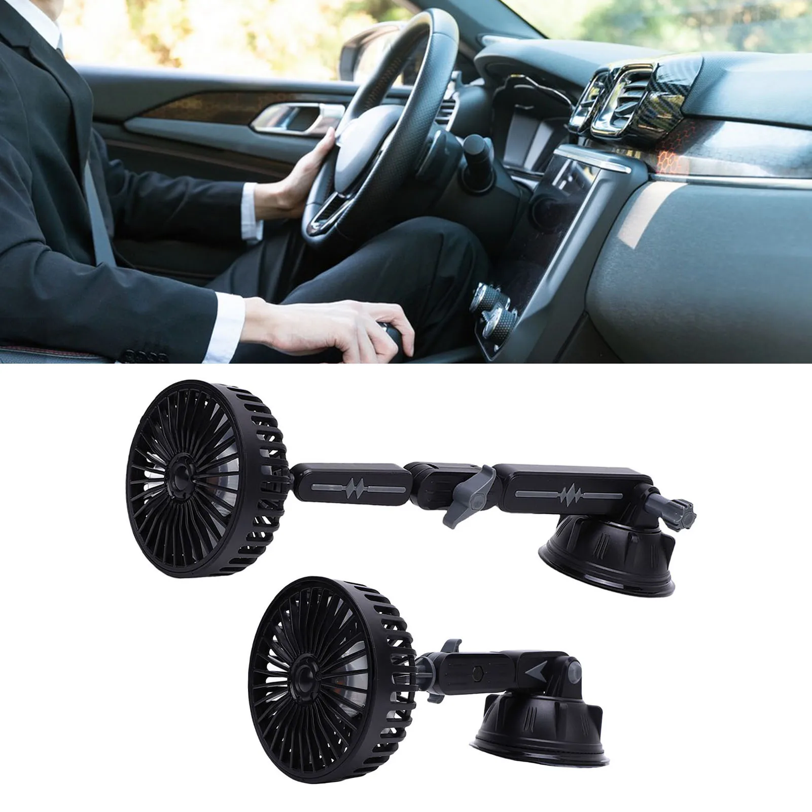

Car Fan USB Suction Cup Fan Quiet 3 Speeds 360° Adjustable Cooling Fan for Car Truck Van SUV RV Boat Black Car Suction Cup Fan