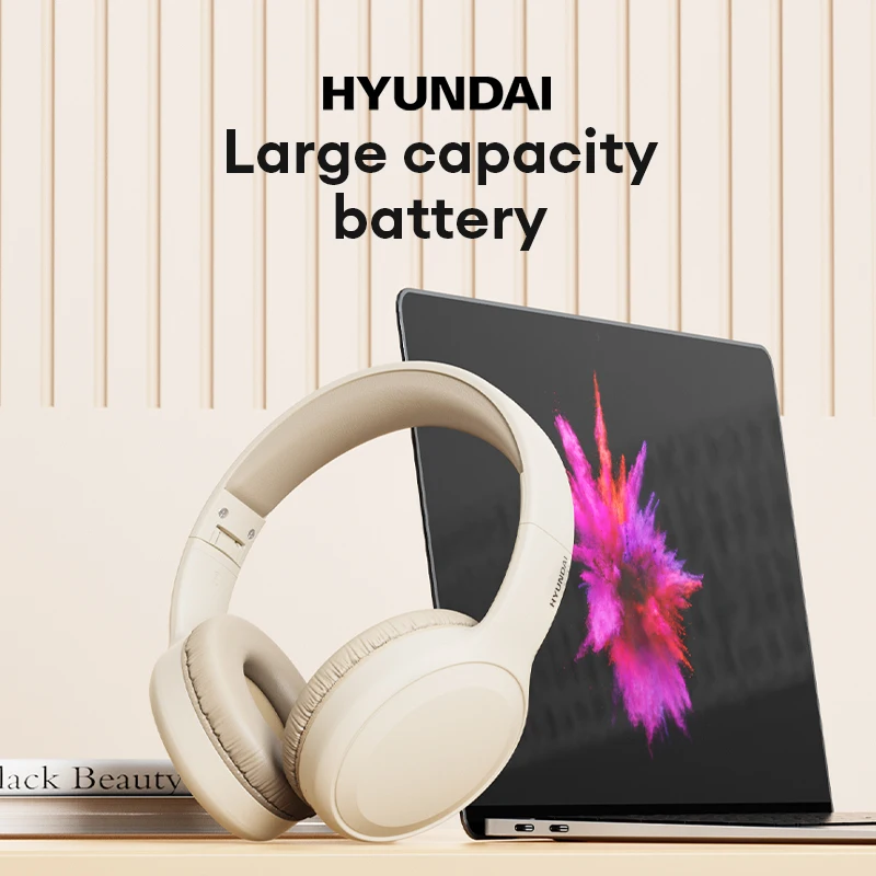 Original HYUNDAI TH30 Easy storage Earphone Foldable Wireless Bluetooth V5.3 Headphones  Design Low Latency x Long Battery Life