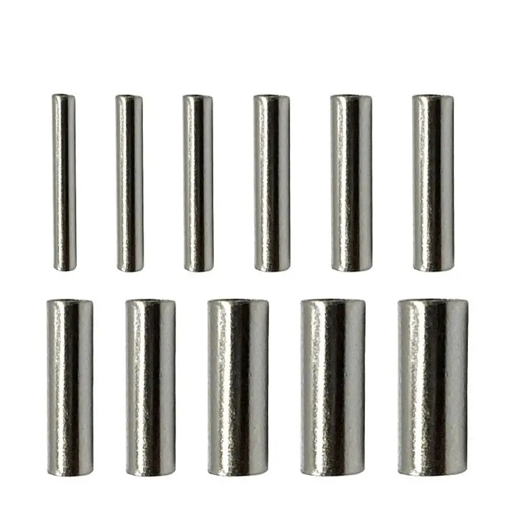 100Pcs 1.0-2.8mm Fishing Line Tube Connectors Round Stainless Steel Single Barrel Crimp Sleeves Crimping Loop Sleeve