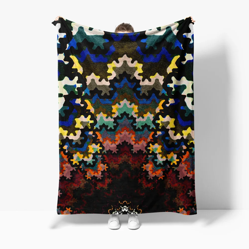 

Vibrant Colorful Geometric Throw Blanket Soft Fleece Bed Blanket Sofa Cover Decorative Throw Blanket Gift