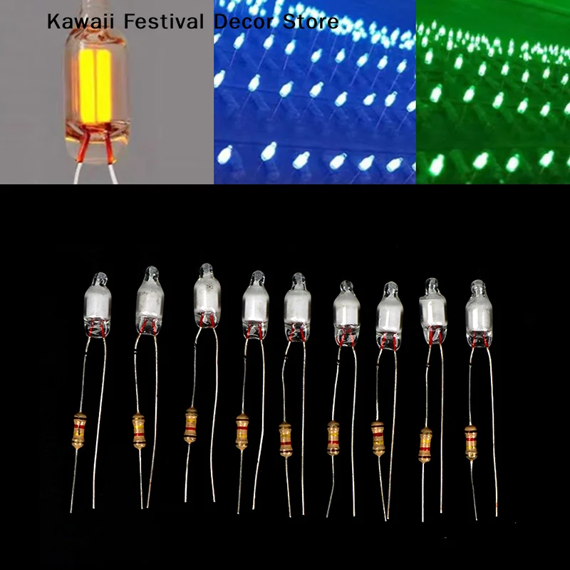 【K】10Pcs/set High Quality Neon Light Bulbs 4*10mm 5*13mm Main Power Indicator With Resistance 220V Lighting Accessories F4 F5