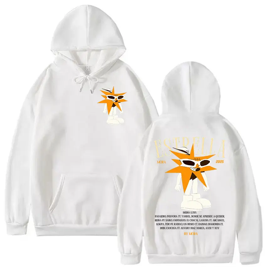 مغني الراب مورا جولة 2025 ألبوم ميرش هودي رجل إمرأة خمر الجمالية البلوز البلوز Y2K موضة عالية الجودة هوديس الخريف