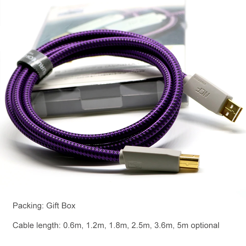 GT2 NCF USB-B Typ A-B USB A auf B Kabel, solides 10 % versilbertes HiFi-Audio-USB2.0-Digitalkabel für Decoder, Soundkarte, DAC – Detail 6