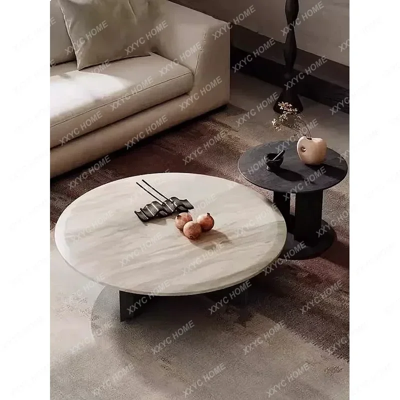 XX Minimalist Marble Round Coffee Table For Living Room Small Space High-end