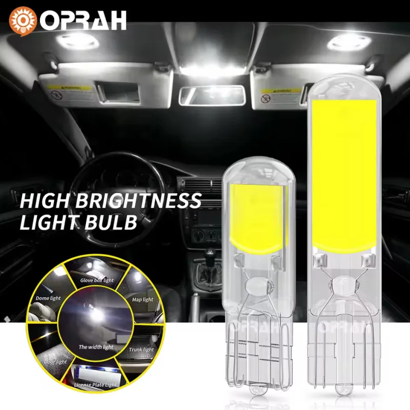 2X LED Bulbs T10 W5W 194 T15 W16W Auto Brake Lamp COB Glass Sapphire Drive-free Dome Light Reading Lights Amber 12V White 6000K