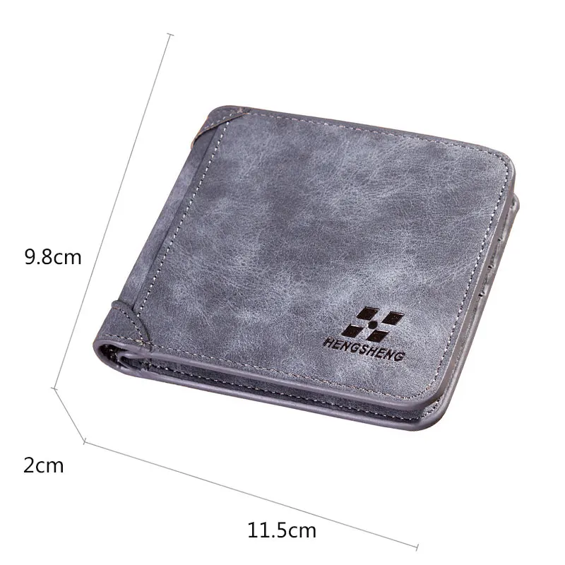 New Short Men Wallets Small Card Holder Photo Holder Vintage Male Purses Engraved Wallets High Quality Leather Men Wallet Clutch