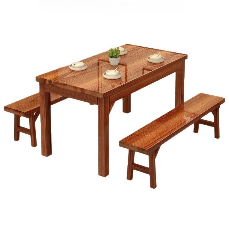 

Thickened solid wood charcoal grilled table hall fast food table