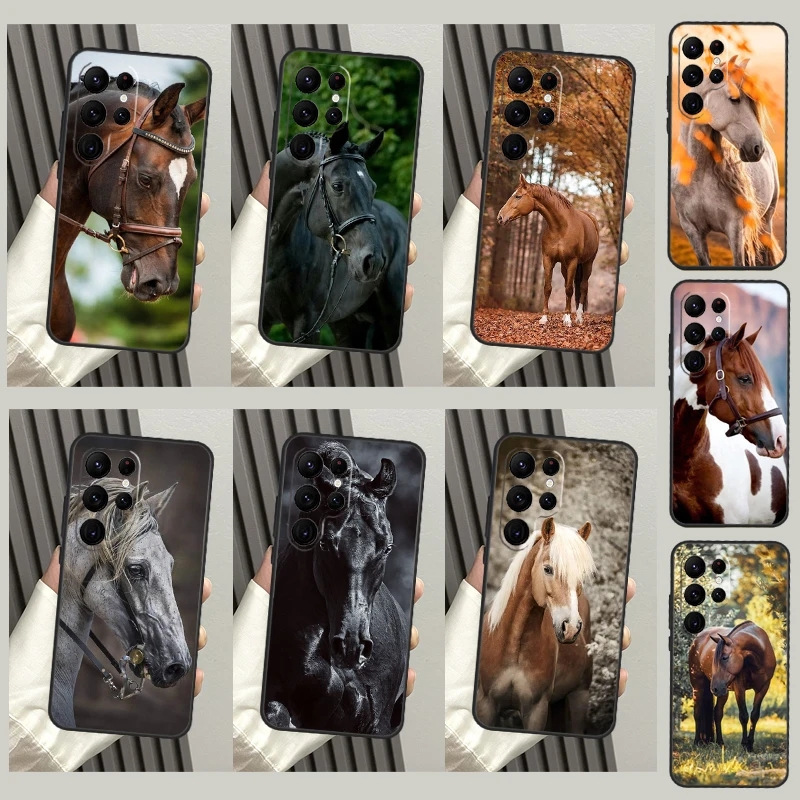 Animal Steed Horse Case For Samsung Galaxy S23 S22 Ultra S20 S21 FE S9 S10 Note 10 Plus Note 20 Ultra Cover