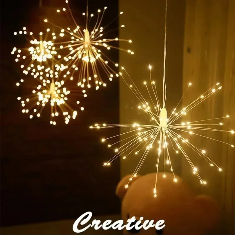 500 LED Firework Lights Christmas Dandelion Garland String Fairy Lights for Outdoor Indoor Home Window Holiday Lights Decoration