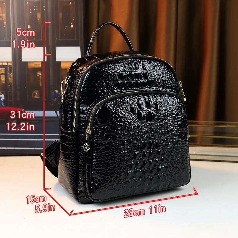 Crocodile Pattern Women Leather Backpack Fasion Ladies PU Leather Double Shoulder Bag Alligator Female Travel School Bags