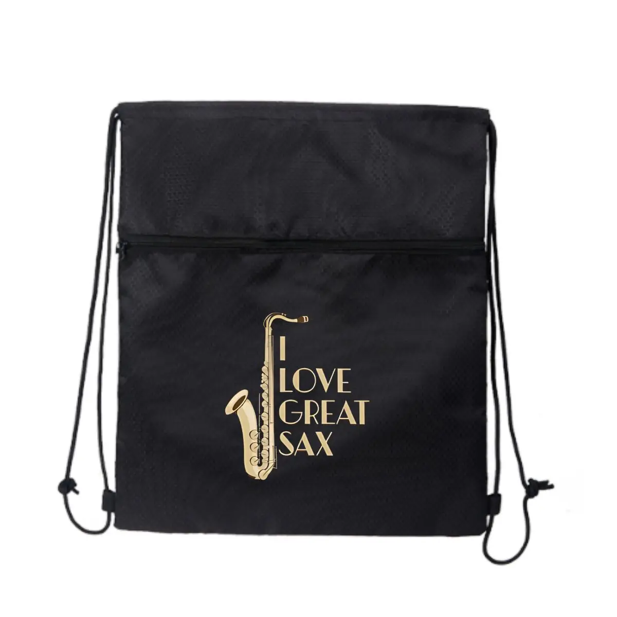 

Большой саксофон Love Music Instrument Fan Art Черная минималистичная уличная сумка на молнии на шнурке