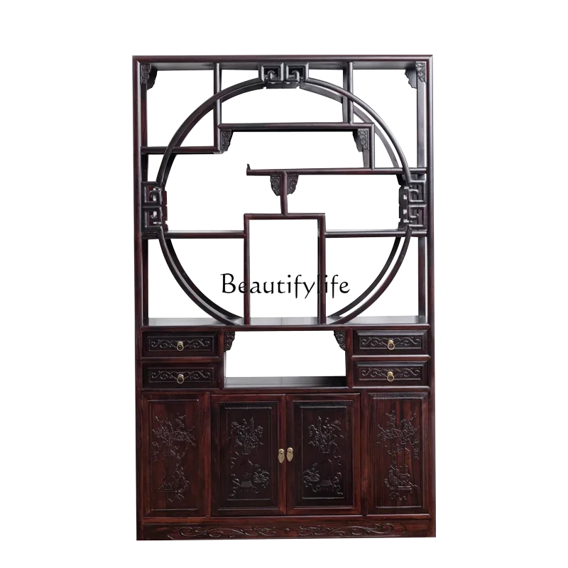 

13New Chinese-style Bogu frame, solid wood storage, antique display ornament, partition, small Duobao pavilion