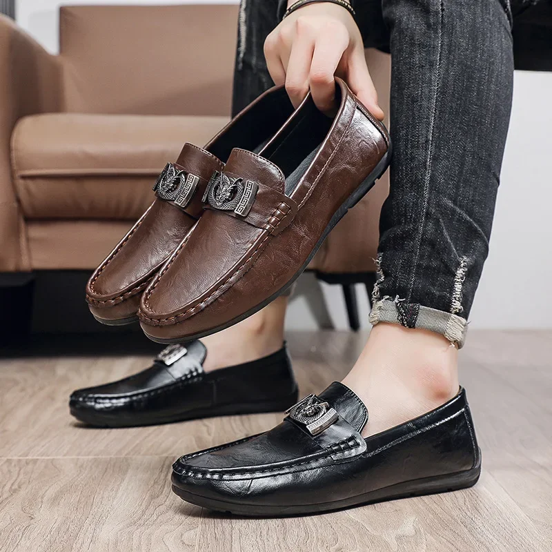 

2025 New men's Doudou shoes one-pedal business casual PU leather shoes lazy loafers high-end British men's footwear