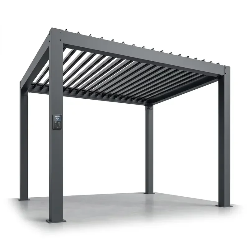 Modern Motorized Bioclimatic Aluminum Pergola Gazebo Waterproof Louvered Roof System Adjustable Smart Control Backyard Patio