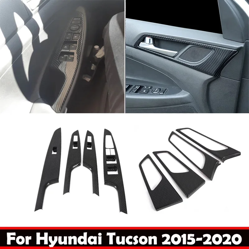 For Hyundai Tucson 2015-2020 Door Handle Bowl Cover Window Rise Switch Cover Glass Control Panle Cover Interior Accessories