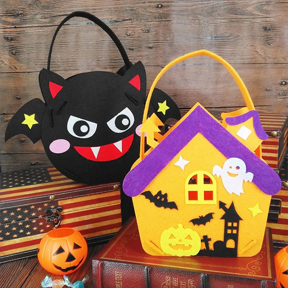 

For Kids Trick Or Treat DIY Material Halloween Decoration Tote Bag Storage Bucket Halloween Bag Gift Basket Halloween Candy Bag