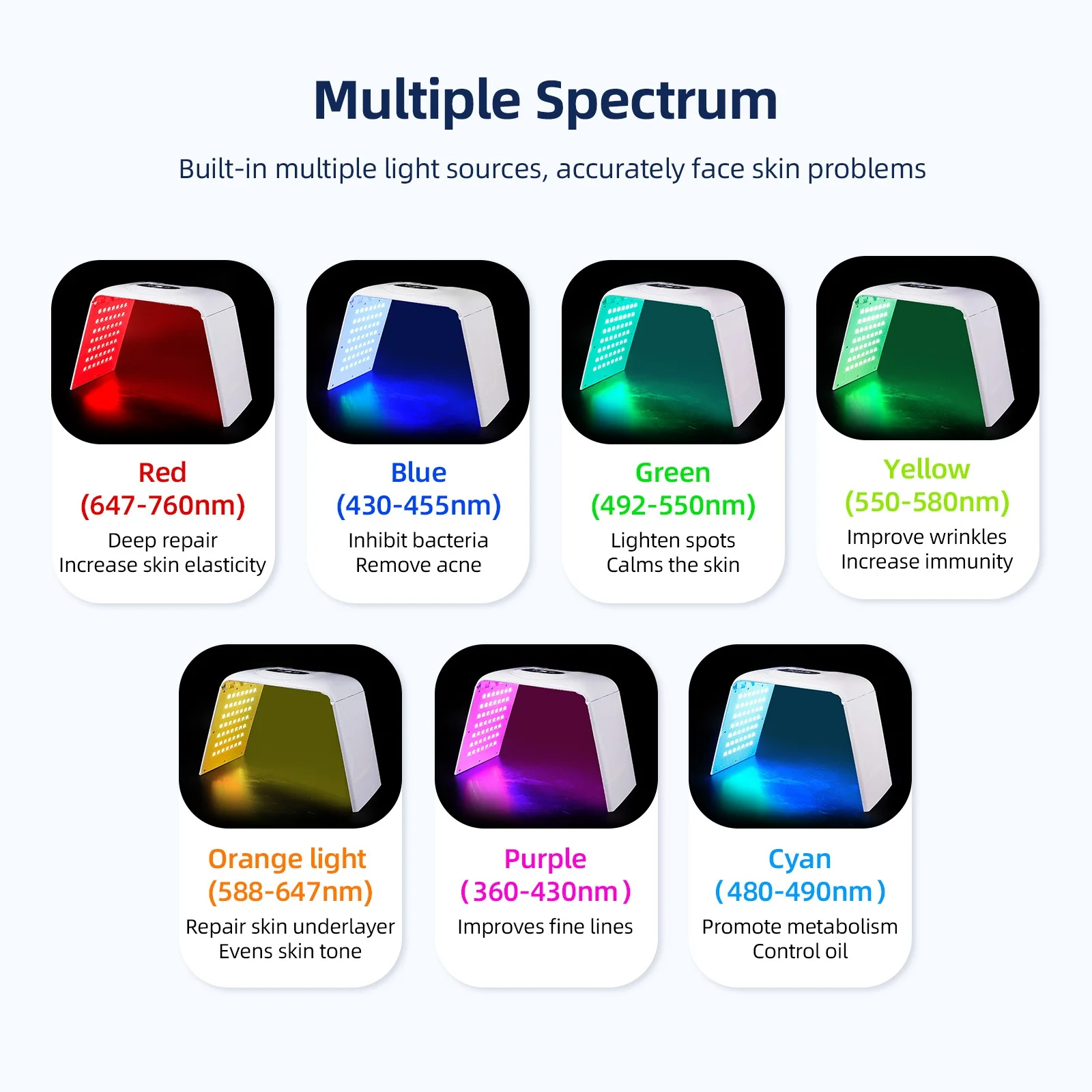 Foldable LED Mask 7 Colors PDT Light Therapy Skin Care Tools Red Light Therapy SPA Salon Home Use