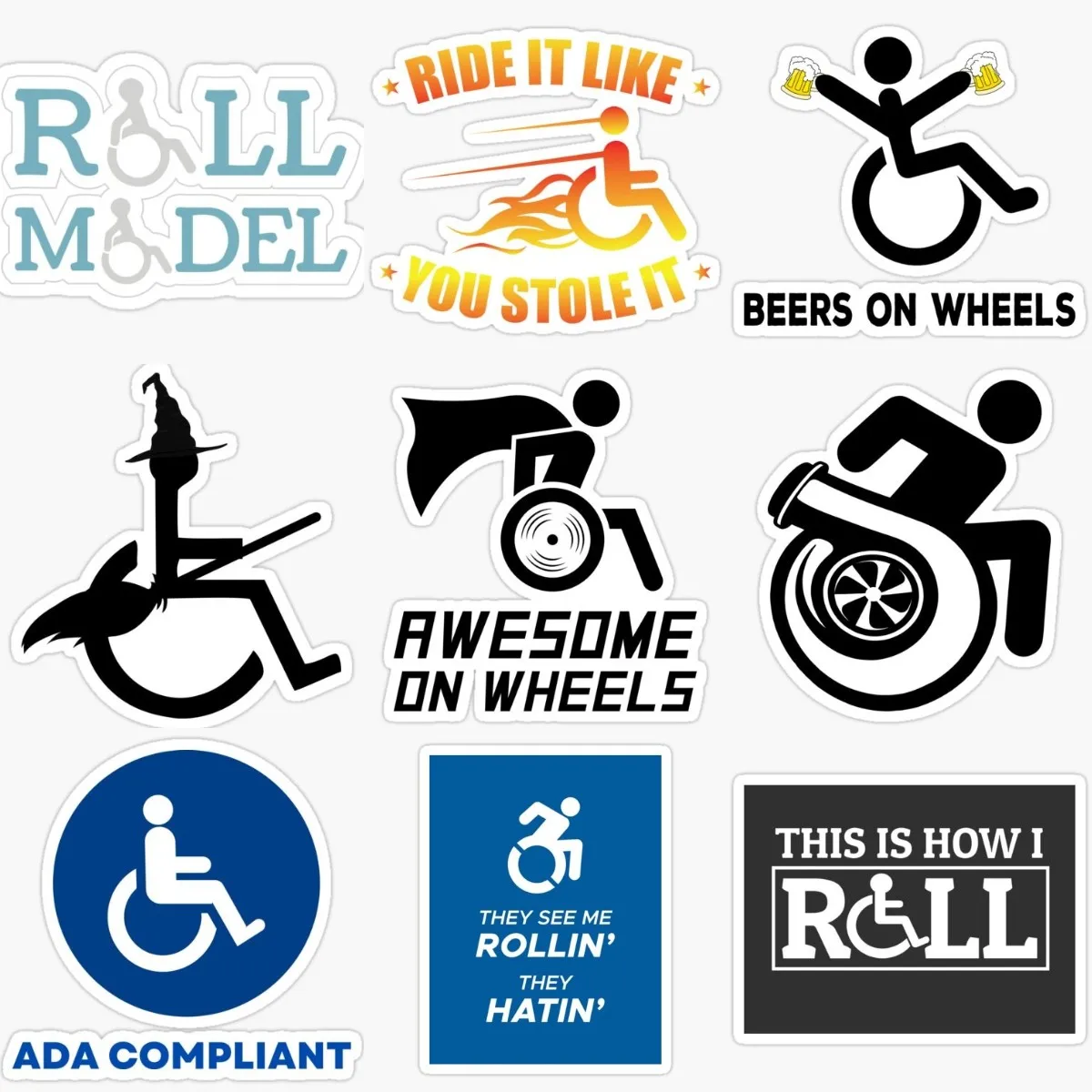 

Creative Disabled Wheelchair Sticker Window Vinyl Bicycle Accessories Laptop Car Truck Van Wall Decorate Decals Customizable